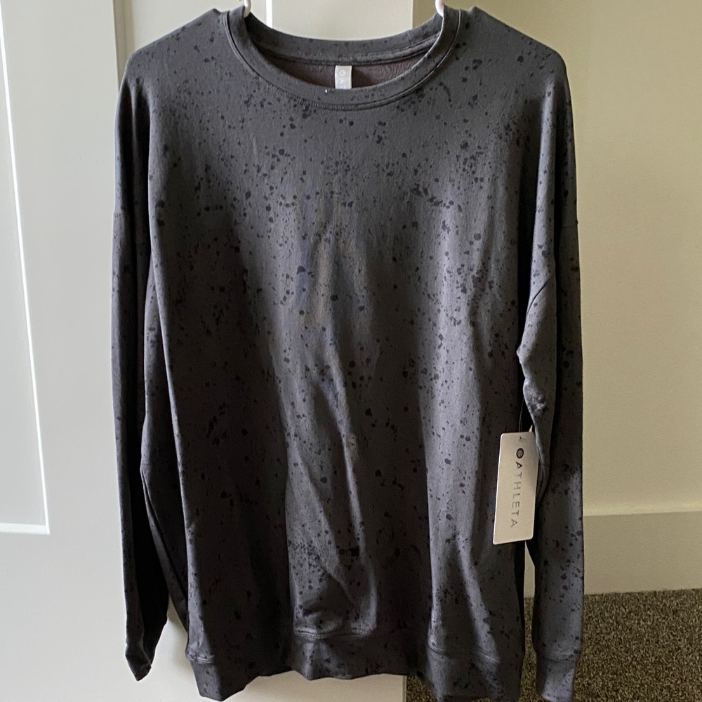 Athleta Dark Gray Speckled Crew Neck Sweater